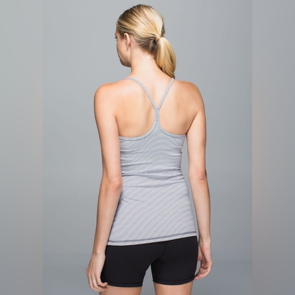 Lululemon Power Y Tank *Luon Tonka Stripe Heathered Slate White sz 6 - Picture 1 of 8